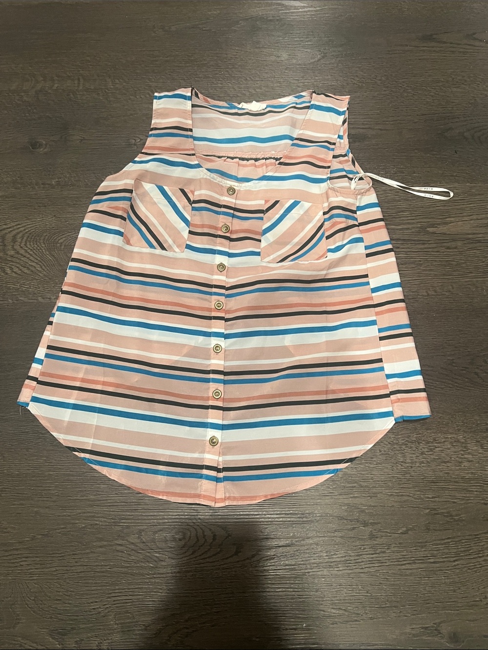 mine Striped Sleeveless Button-Front Camisole - Pink, Blue, White